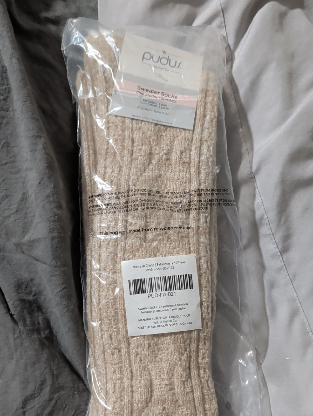Pudus Sweater Socks in Light Beige